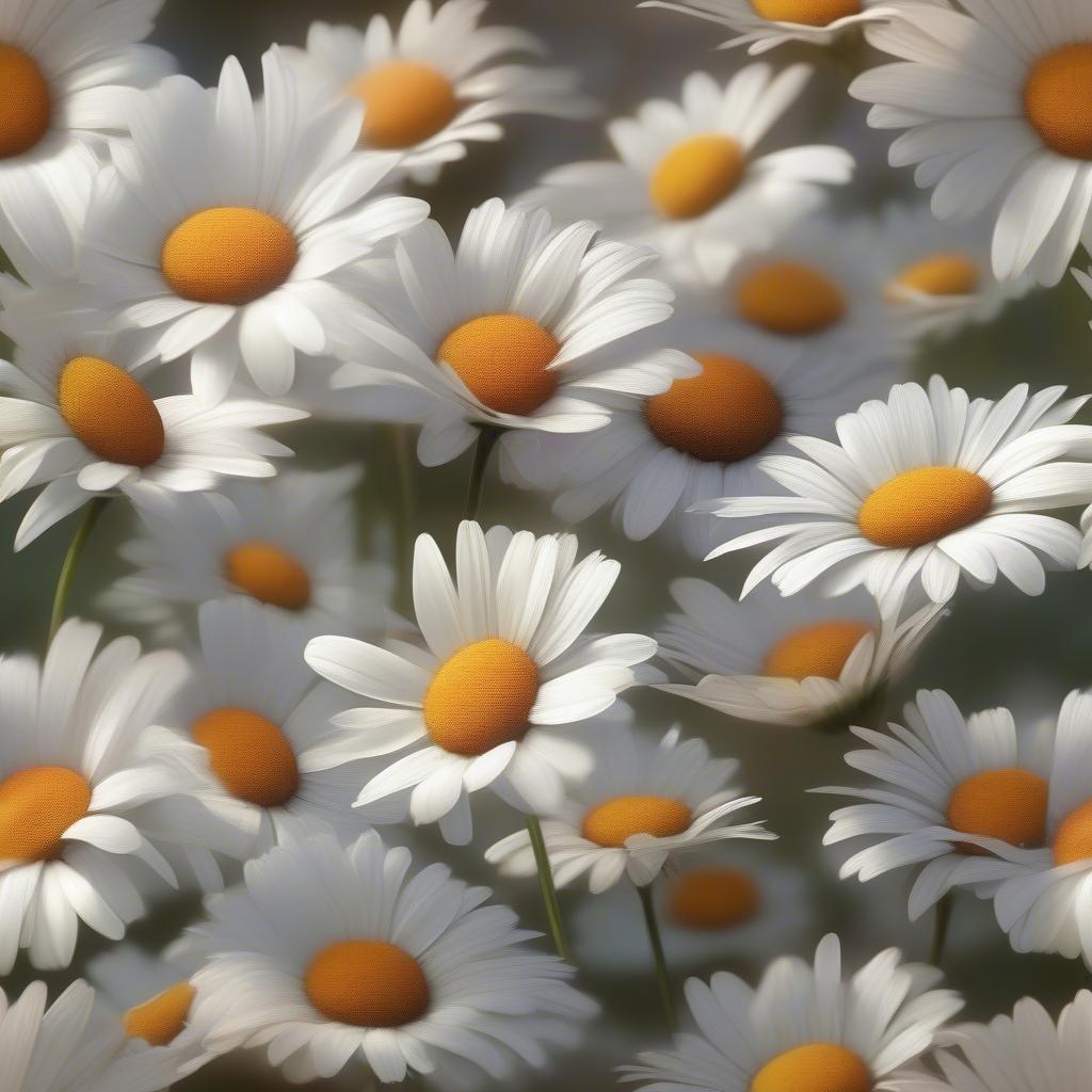 A vibrant field of daisies blooming in the springtime sunlight.